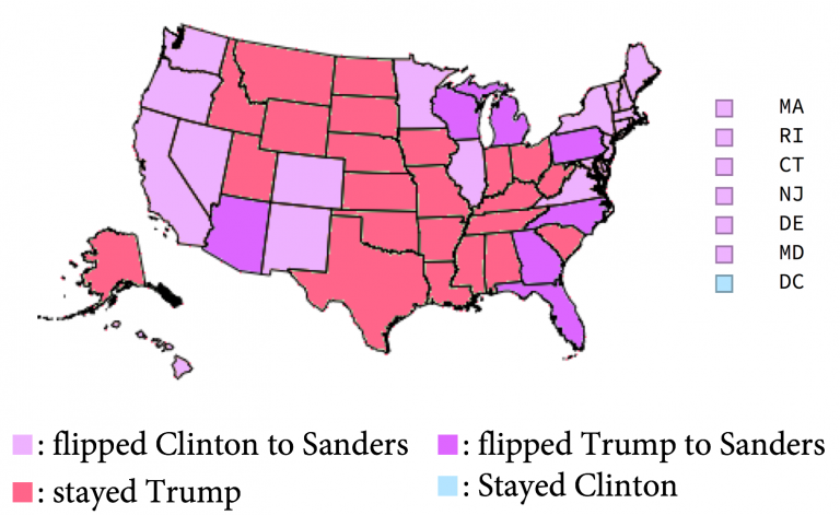 Voting map per state per candidate